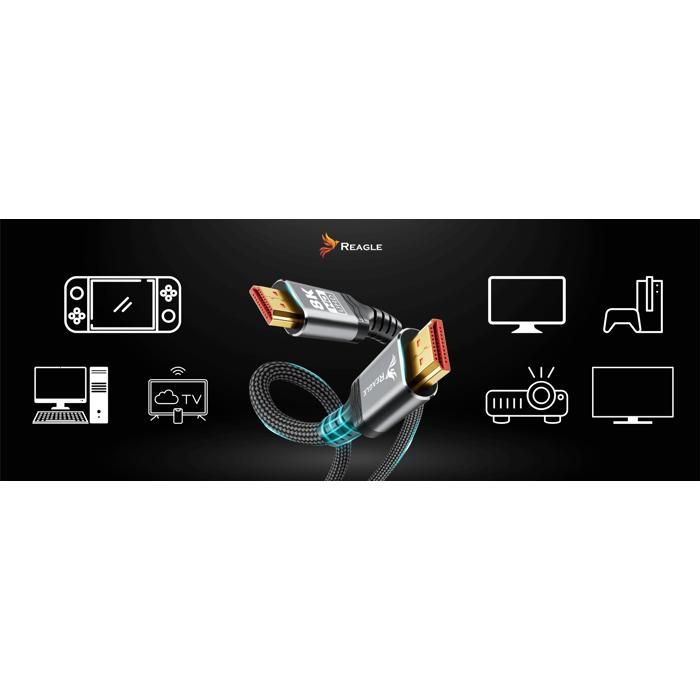 Kabel HDMI 2.1 8K 4K 144Hz 120Hz UHD eARC VRR HDR 48Gbps Przewód TV XBOX 2M – Image 5