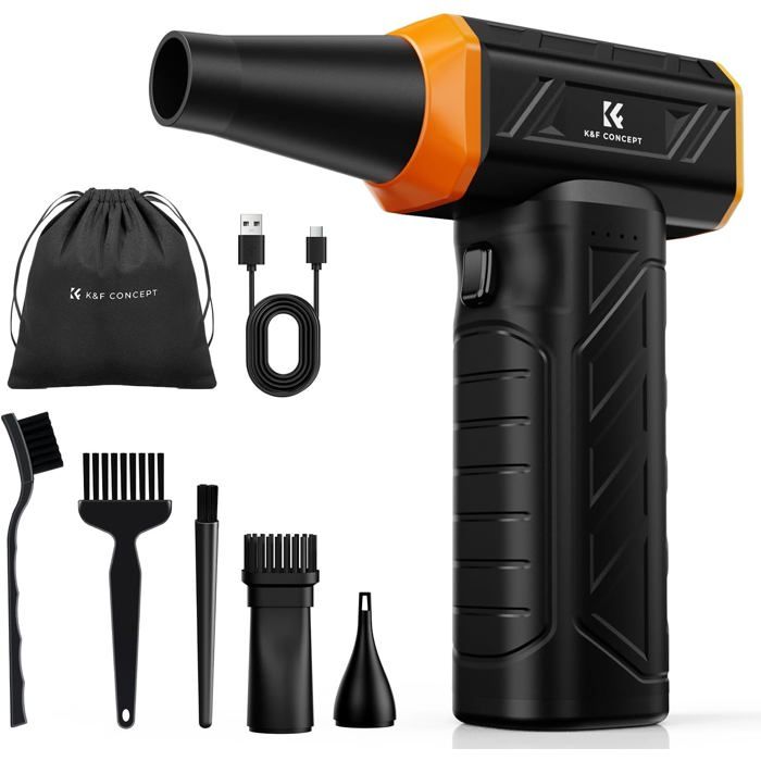 K&F Concept Dépoussiéreur Air Comprimé, 8000mAh-150min, 150000RPM, Lumière LED, 3 Vitesses Ajustables, Moteur sans Balais