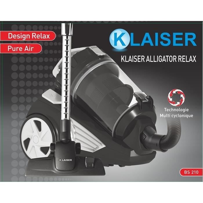 KLAISER- Puissance 1400W-Alligator Relax Aspirateur Sans Sac Multi Cyclone Ultra Confort Silence-Efficacité énergétique A-Sol dur A – Image 3