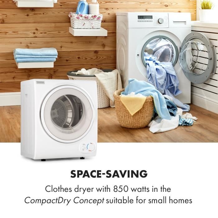 Sèche-linge compact Klarstein Jet Set 2500 - 2,5 kg - Evacuation - Blanc – Image 3