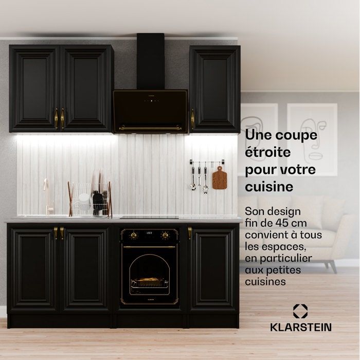 Klarstein Victoria Slim Four encastrable Slim 45 cm 49 L 10 fonctions Mode de nettoyage vapeur 2000 W Noir – Image 2