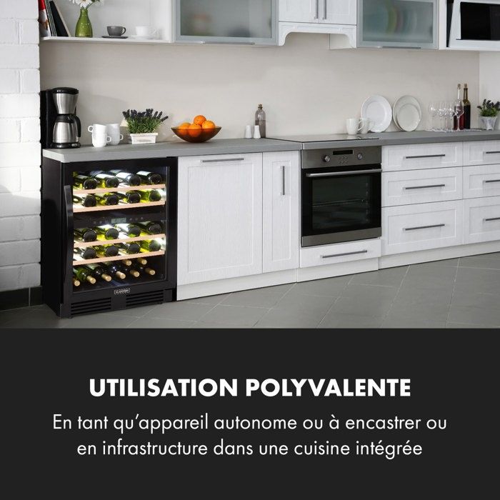 Cave à vin réfrigérée Klarstein Vinovilla Onyx43 - 129L/43 bouteilles - 2 zones de température – Image 2