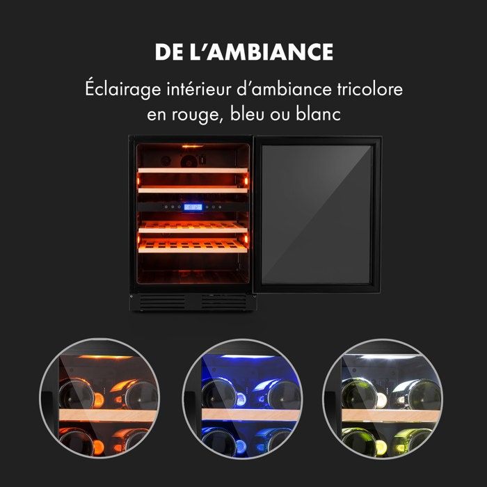 Cave à vin réfrigérée Klarstein Vinovilla Onyx43 - 129L/43 bouteilles - 2 zones de température – Image 3