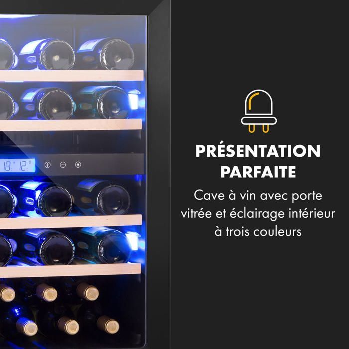 Cave à vin réfrigérée Klarstein Vinovilla Onyx43 - 129L/43 bouteilles - 2 zones de température – Image 6