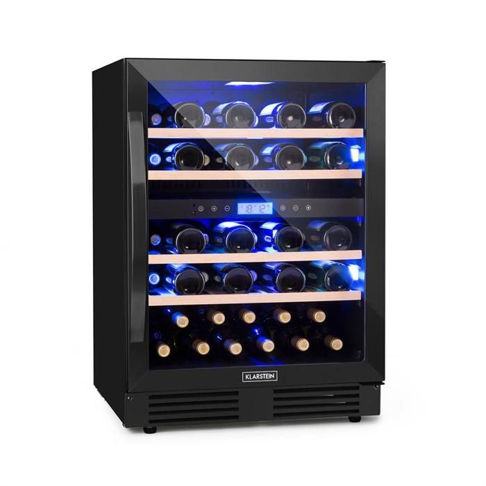 Cave à vin réfrigérée Klarstein Vinovilla Onyx43 - 129L/43 bouteilles - 2 zones de température