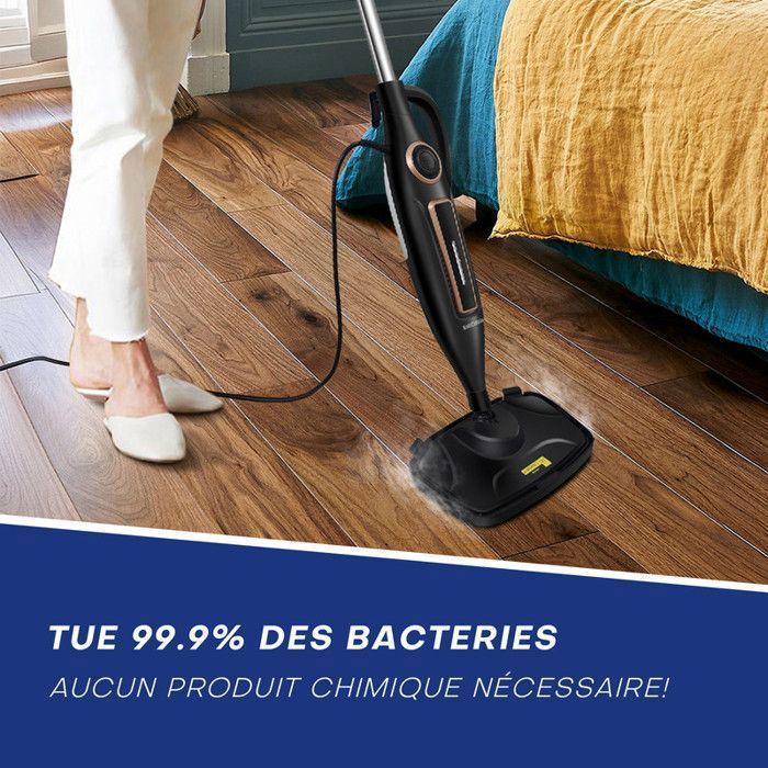 KotiCidsin Balai Vapeur, 12 en 1 Nettoyeur Vapeur, 330 ml, Élimine 99.9% des Virus et des Bactéries, 1250W – Image 3