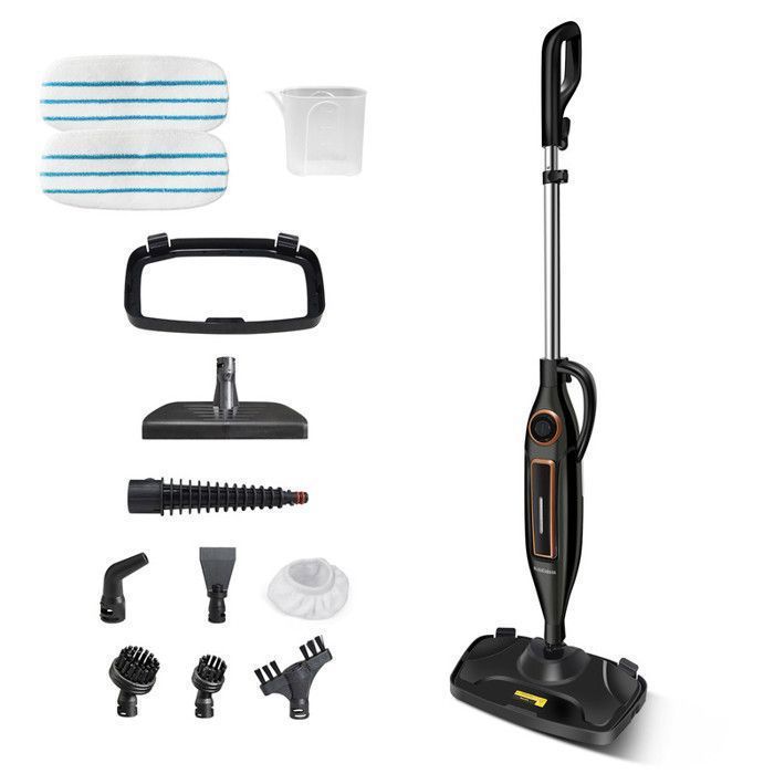 KotiCidsin Balai Vapeur, 12 en 1 Nettoyeur Vapeur, 330 ml, Élimine 99.9% des Virus et des Bactéries, 1250W