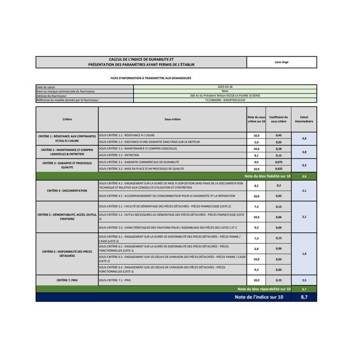Lave-linge Frontal | Intégrable | Capacité max. (kg) : 9.0 | A | Vitess BEKO - B3WBT691415W – Image 4