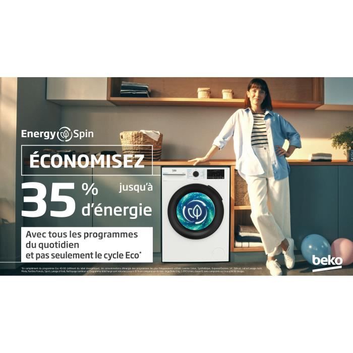 Lave-linge hublot BEKO BM3WFU410211B - 10 kg - Induction - 60 cm - 1200 trs/min - Blanc – Image 8