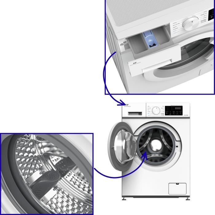 Lave-linge hublot - CONTINENTAL EDISON - CELL712IW3 - 7 kg - Induction - 60 cm - 1200 trs/min - Blanc – Image 5