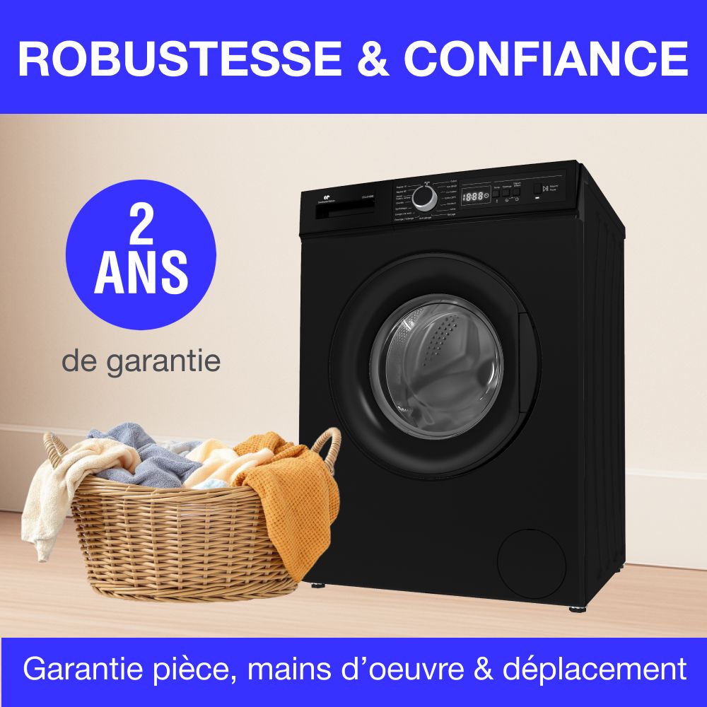 Lave-linge hublot CONTINENTAL EDISON CELL9140IB - 9kg - Largeur 59,6 cm - Classe A - 1400 trs - moteur induction - noir mat – Image 8
