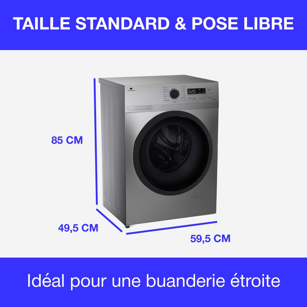 Lave-linge hublot CONTINENTAL EDISON CELL914ISS - 9 kg - Largeur 59,5 cm - Classe A - 1400 trs - moteur induction -Silver – Image 7