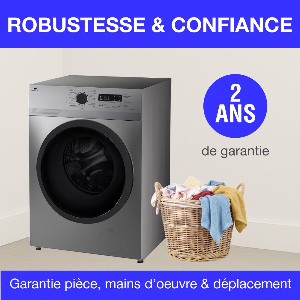 Lave-linge hublot CONTINENTAL EDISON CELL914ISS - 9 kg - Largeur 59,5 cm - Classe A - 1400 trs - moteur induction -Silver – Image 8
