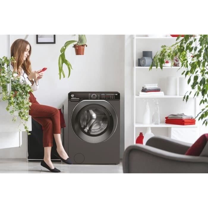 Lave-linge hublot HOOVER H-WASH 500 HWP49AMBCR/1-S - 9 kg - Induction - 1400 trs/min - Classe A - connecté - vapeur - Anthracite – Image 6