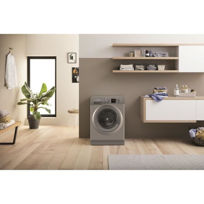 Lave-linge hublot HOTPOINT NSWM946GGFR - 9 kg - Induction - 1400 trs/min - Classe A - Graphite – Image 7
