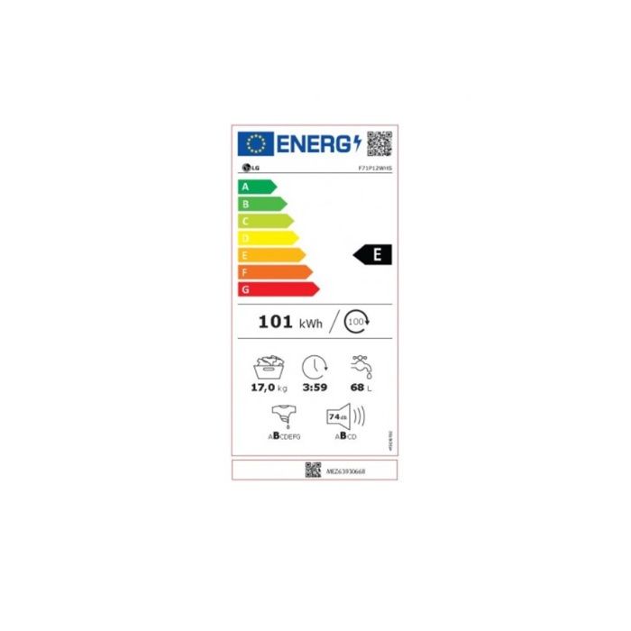 Lave-Linge hublot LG F71P12WHS 17kg Blanc - Moteur Induction - Connecté WiFi – Image 2