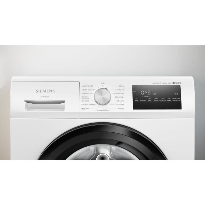 Lave-linge hublot SIEMENS WM12N228FR IQ300 - 8 kg - Induction - L60cm - 1200 trs/min - Classe A - Vapeur - Blanc – Image 5