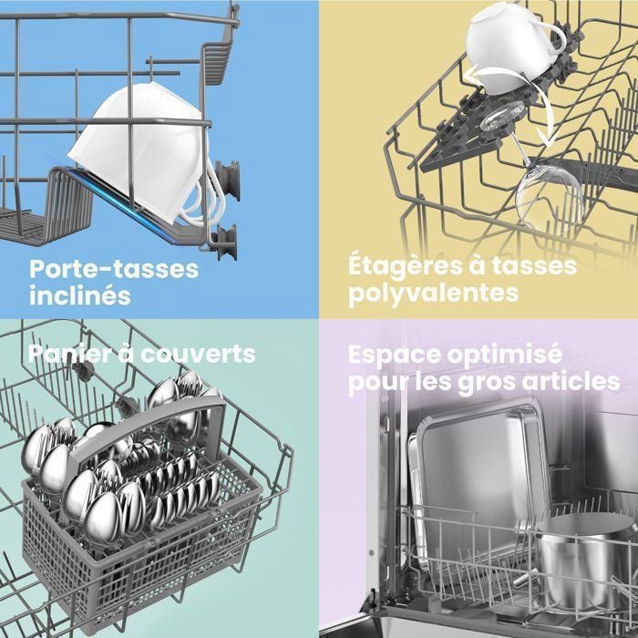 Lave-Vaisselle Encastrable 12 Couverts COMFEE CDWPB1215P - Programme Nuage, Schage Intensif, Dpart Diffr, Lavage Rapide 47 dB- B – Image 4