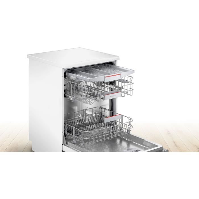 Lave-vaisselle pose libre BOSCH SMS4EMW01F SER4 - 14 couverts - Induction - L60cm - 42 dB - tiroir à couverts - Blanc – Image 5