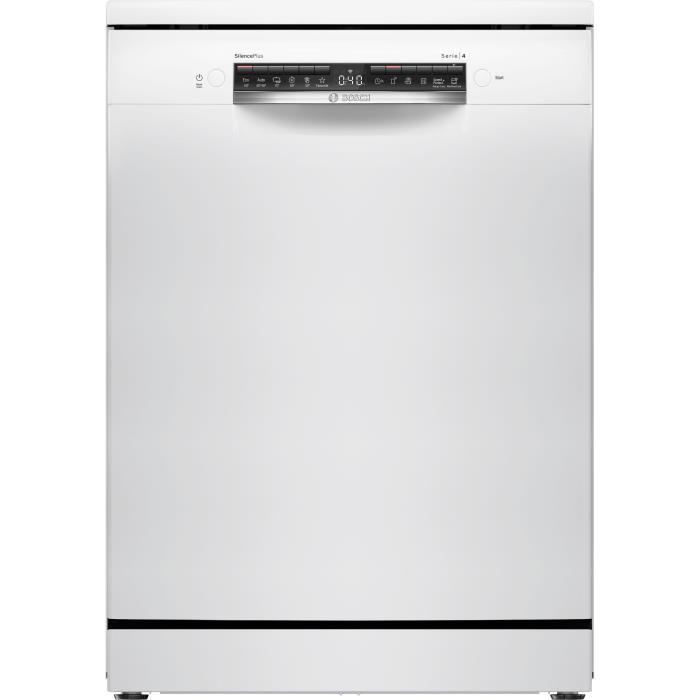 Lave-vaisselle pose libre BOSCH SMS4EMW01F SER4 - 14 couverts - Induction - L60cm - 42 dB - tiroir à couverts - Blanc