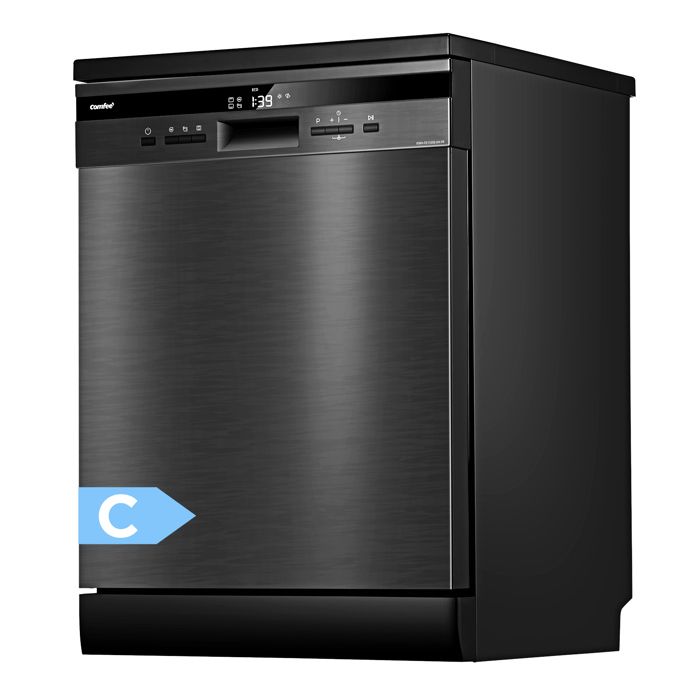 Lave-vaisselle pose libre Comfee - 15 couverts - Induction - L60cm - 42dB - 8 programmes - Affichage LED -Inox Noir - Classe C