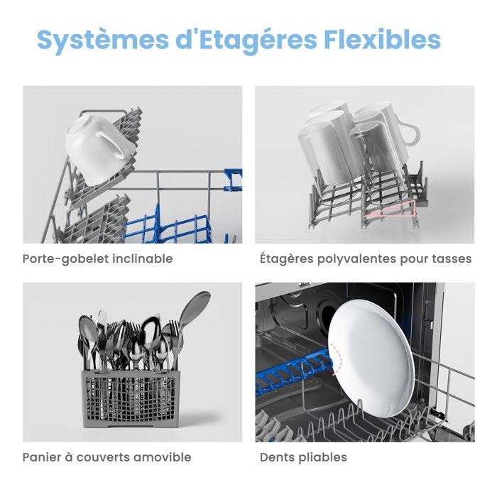 Lave Vaisselle Pose Libre Comfee CDWTT602EWD L55cm 47db 6 Couverts 6 Programmes Affichage LED Blanc Classe D – Image 3