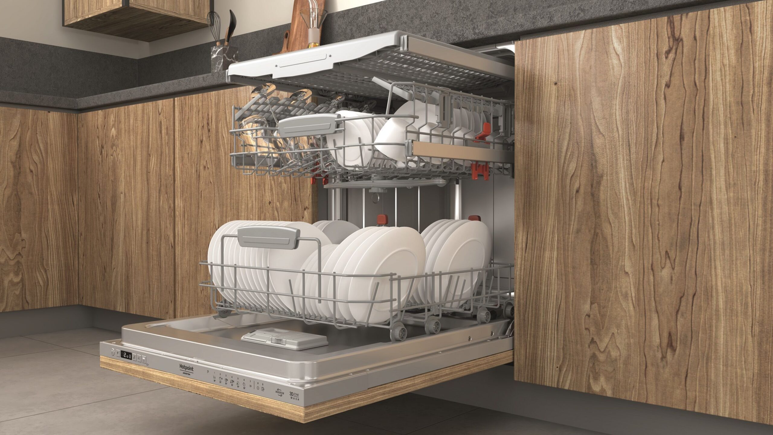 Lave-vaisselle tout encastrable HOTPOINT HI5030WEF - 14 couverts - Induction - L60cm - 43 dB - tiroir à couverts – Image 9