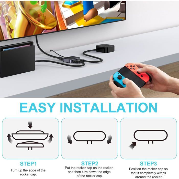 Lot de 6 Capuchons de Joystick de Rechange,Capuchon de Stick Analogique pour Manette Switch,Switch Lite et Switch OLED - Noir – Image 4