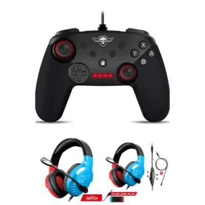 Manette Nintendo SWITCH - Spirit of Gamer - PRO GAMING - Filaire - Casque PRO-SH3 Rouge et Bleu