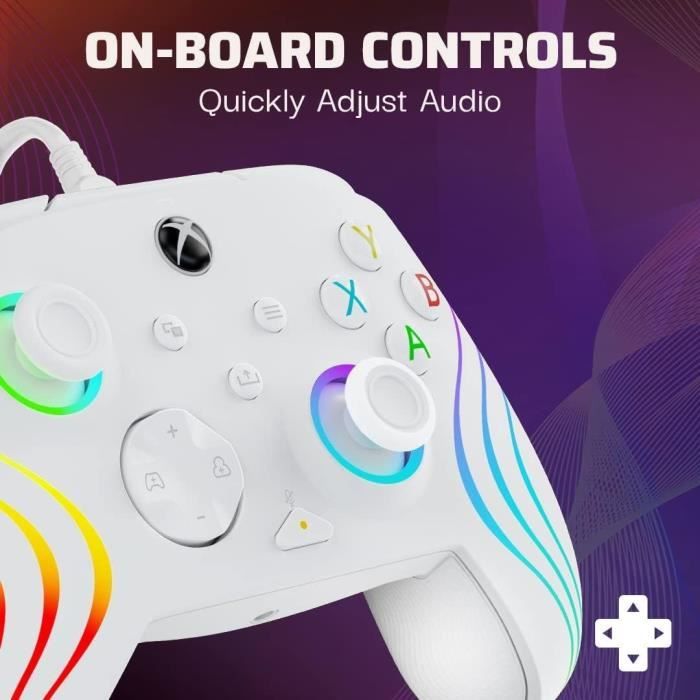 Manette filaire - Afterglow Wave - Nintendo Switch et Switch OLED - PDP - Éclairage LED - Blanc – Image 4