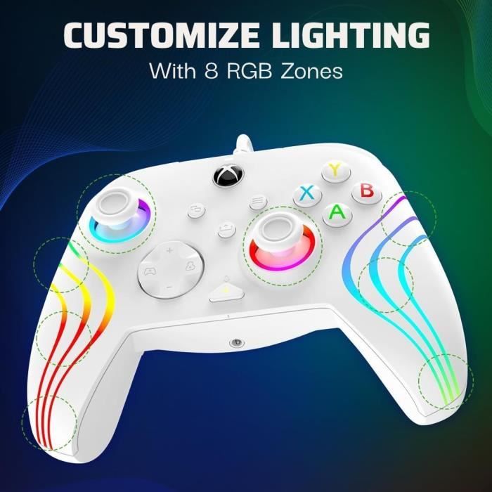 Manette filaire - Afterglow Wave - Nintendo Switch et Switch OLED - PDP - Éclairage LED - Blanc – Image 6