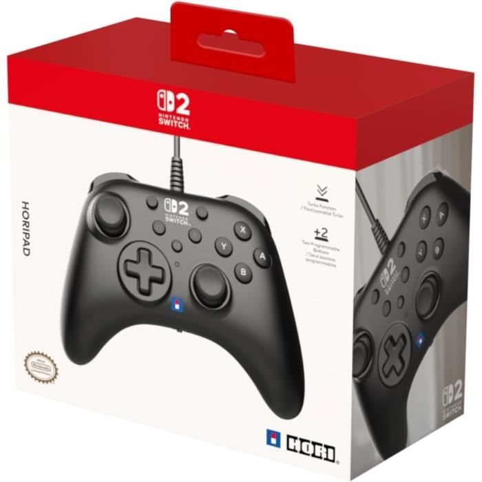 Manette filaire - HORI - Horipad - Nintendo Switch et Switch 2 - Bouton Nintendo C - Boutons arrière programmables - Noir – Image 2