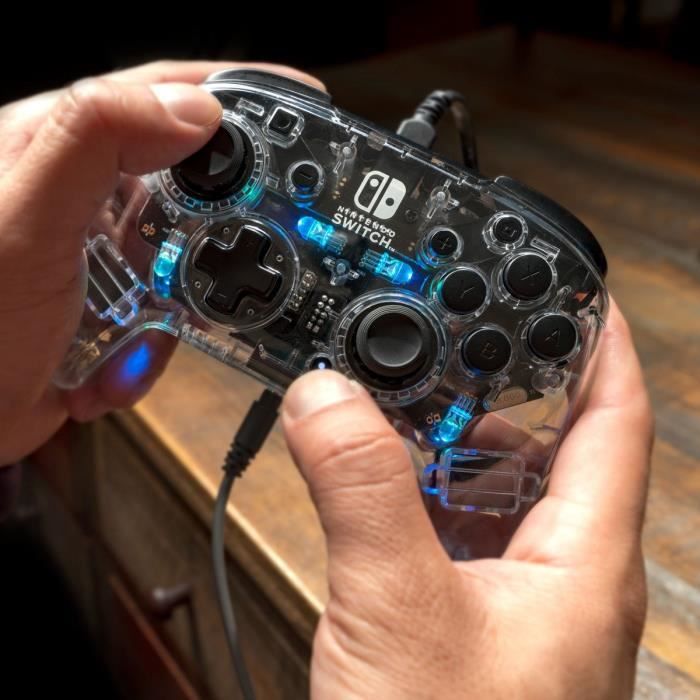 Manette filaire pour Nintendo Switch - PDP - Afterglow - Éclairage LED - Transparent – Image 7
