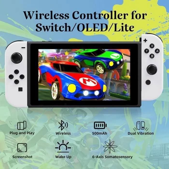 Manette sans fil pour Swich,remplacement des Manette L/R Switch compatible avec Switch/Lite/OLED,supportant le contrôle,Blanc – Image 4