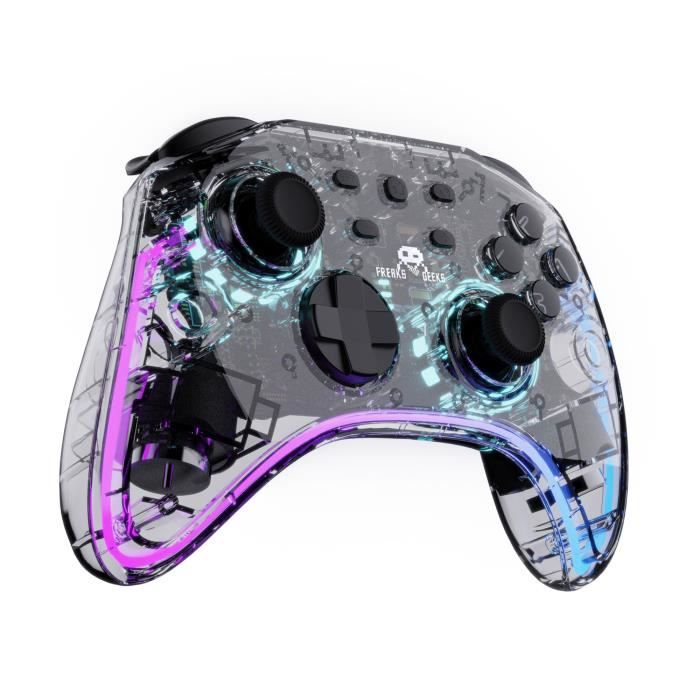 Manette Sans Fil pour Nintendo Switch - Transparente à LED - Câble 1M – Image 4