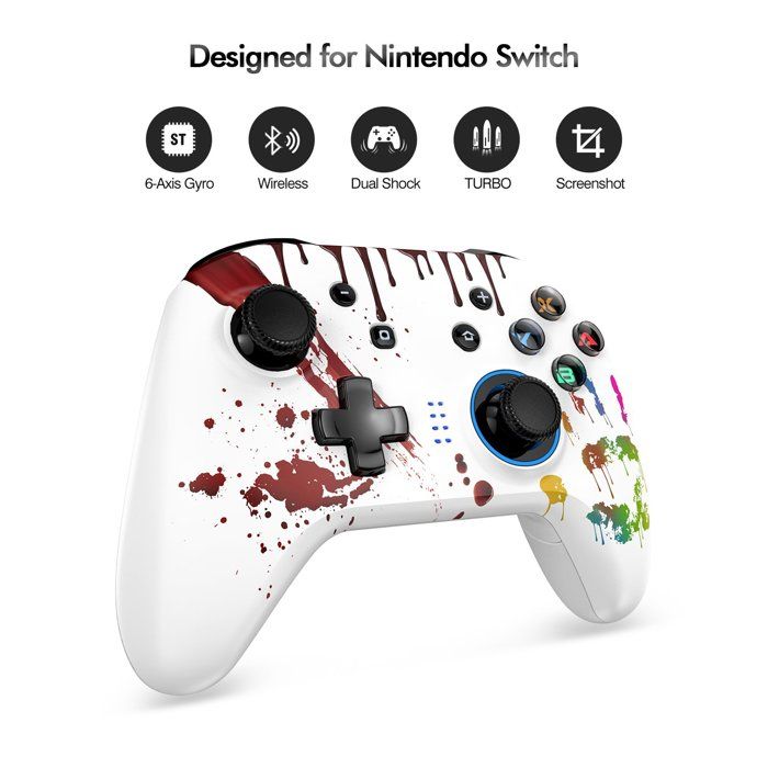 Manette Switch sans fil pour Nintendo Switch 1 Switch 2, Switch Lite, Switch OLED, PC, Android et iOS – Blanc-paume – Image 3