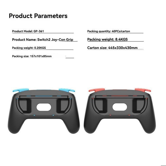 Manettes Ergonomiques pour Console Switch 2 - Mainframe Easy Grip Poignées Gauche/Droite -2PCS - Noir – Image 6