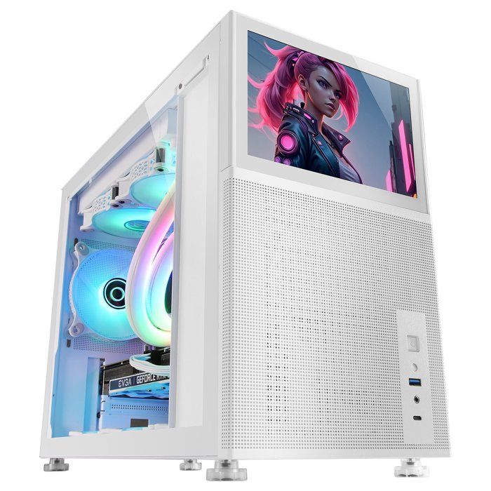 Boîtier PC Micro-ATX - Mars Gaming - MC-LCD - Écran LCD IPS 8" - Design Mesh - Refroidissement liquide – Image 3