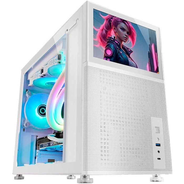 Boîtier PC Micro-ATX - Mars Gaming - MC-LCD - Écran LCD IPS 8" - Design Mesh - Refroidissement liquide