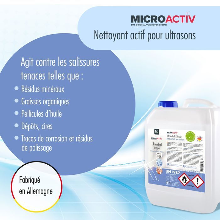 Microactiv® Lot de 2 nettoyeurs à ultrasons pour bain à ultrasons 5 l – Image 3
