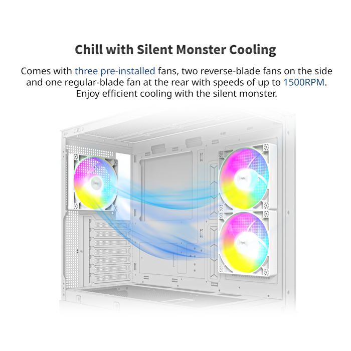 Boîtier PC - MONTECH - XR - Blanc - Verre trempé x 2 - Design moderne – Image 3