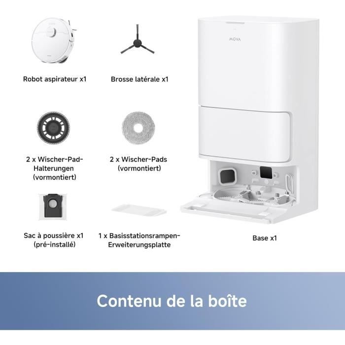 MOVA E30 Ultra - Robot Aspirateur Laveur avec Vidage Automatique - Nettoyage Automatique des Serpillières - Technologie RoboSwing – Image 9