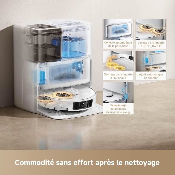 MOVA P50 Pro Ultra - Robot Aspirateur Laveur avec Station - 19 000 Pa - Brosse anti-enchevêtrement - Nettoyage automatique – Image 2