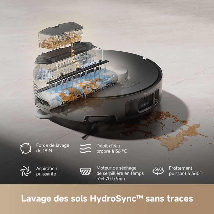 MOVA Z50 Ultra Aspirateur Robot Laveur - Serpillière Autonettoyante 36°C, Aspiration 19000 Pa, Détection Saleté en Temps Réel – Image 3