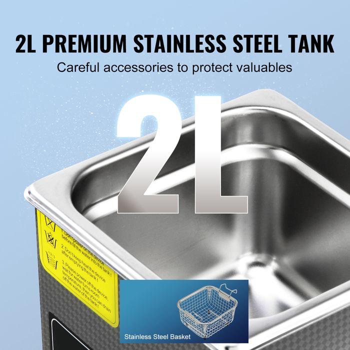 Nettoyeur à Ultrasons-Duoku-avec Minuterie Numérique et Chauffage-Acier Inoxydable-2 L – Image 5