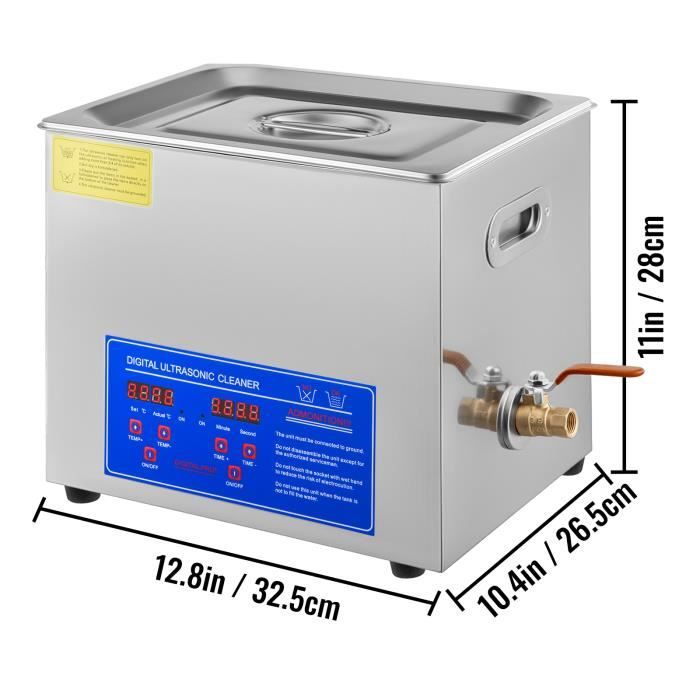 Nettoyeur à ultrasons 10L - VEVOR - Machine à laver à ultrasons numérique avec panier – Image 2