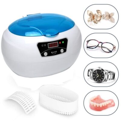 Nettoyeur à Ultrasons,600ML Appareil Nettoyage Domestique Bijoux Réservoir Automatique pour Nettoyer CD/Lunettes/Dentier/Rasoirs