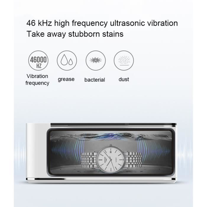 Nettoyeur à Ultrasons Argent 40W Réservoir De Nettoyage à Ondes Ultrasoniques Machine à Laver Pour Lunettes Bijoux Montre Dentier – Image 3
