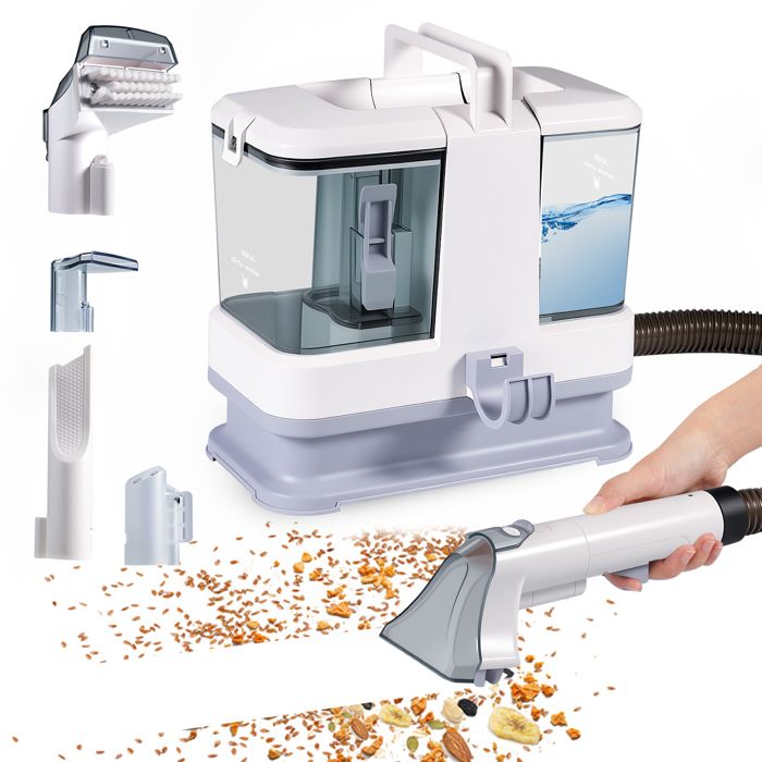 Nettoyeur de Tapis 400 W 9 kPa, Puissant Anti-taches, Compact et Portable, Shampoing pour Canapés, Moquettes, Meubles, Voiture