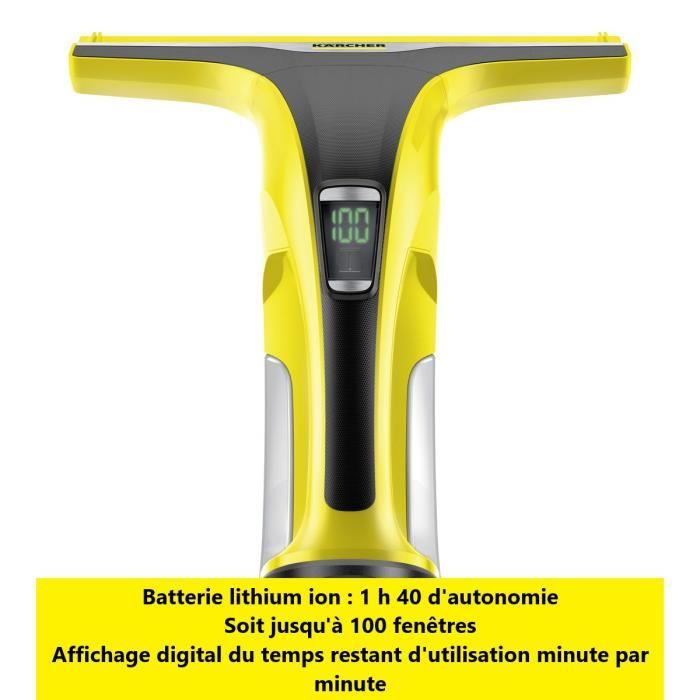 Nettoyeur de vitre sans fil KARCHER WV 6 Plus - Batterie Lithium Ion - Autonomie 100 min - Jaune – Image 2